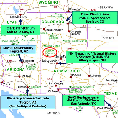 Map of PUNCH collaborative of planetariums & science centers.