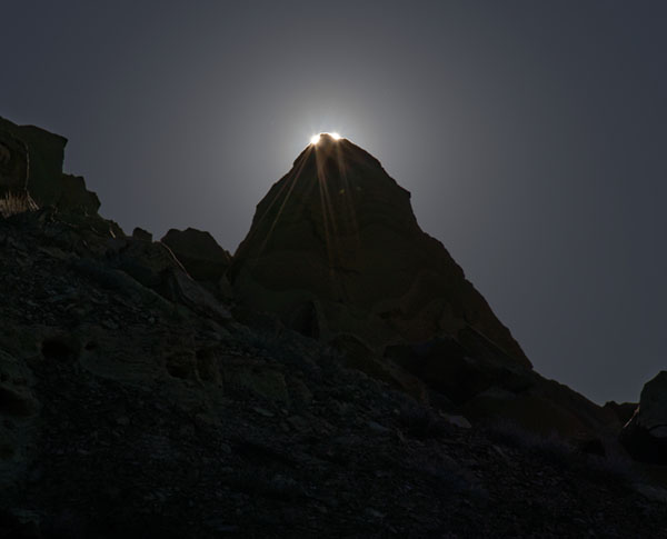 Sunrise over Triangle Rock on June 3rd 
				in Chaco Canyon, NM	(photo credit: PUNCH Outreach - D. Johnson, C. Morrow, D. Cornucopia).