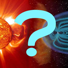 Big question mark over an image of the heliosphere.